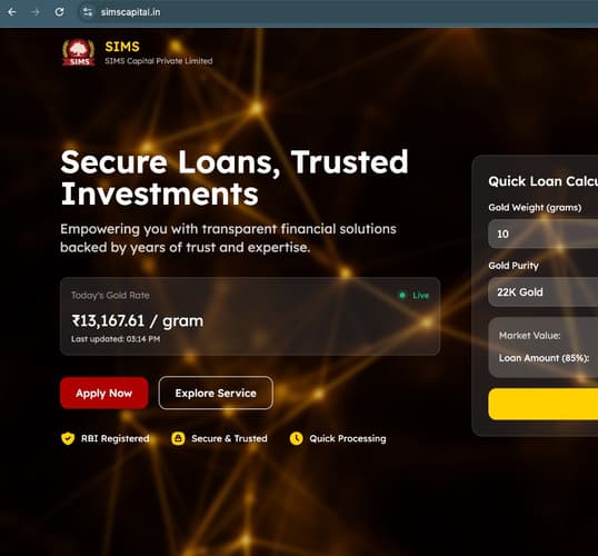 SIMS Capital: financial services site design & development website screenshot